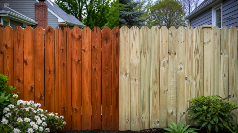 Cedar and pine wood fence samples for a Waterbury CT home